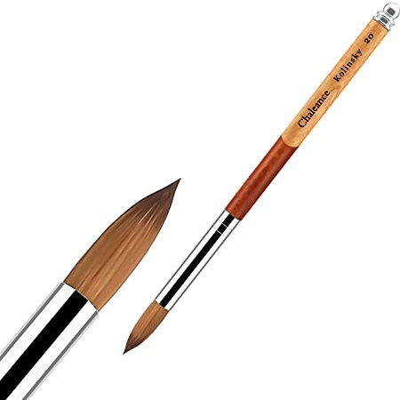 Chaleance Acryl Pinsel für Nägel #20 Kolinsky Nagelpinsel Zobelhaar Acrylpinsel Nagellack-Pinsel aus Holz Brown
