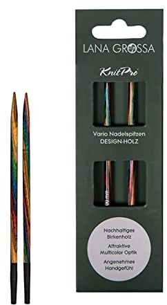 Lana Grossa Nadelspitzen Vario Holz | Stricknadeln aus Birkenholz, bunt, ergonomisch & langlebig | Zubehör für Strick- & Häkelprojekte - 7,0