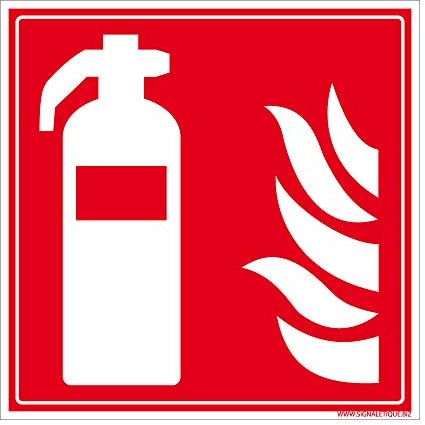 Signalétique.biz - Panneau Extincteur Incendie - Signalisation Sécurité - Adhésif 350x350 mm