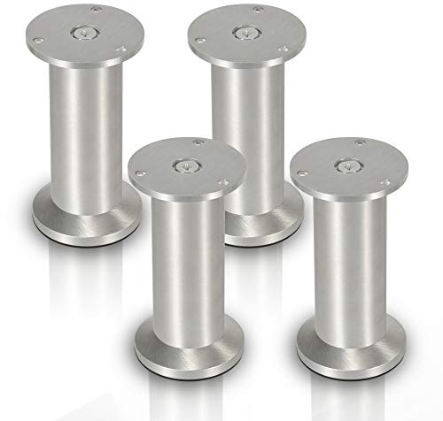 Sonnewelt 4er Set Möbelfüße | Hochwertige Aluminium Möbelfuss | 180mm Verstellbare für individuelle DIY-Möbel | Möbelbeine Küchenschränke Edelstahl runde Schrankfüße