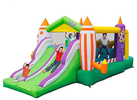 Decorsure Inflatable Trampoline Bouncy Castle, Large Air Bounce House With Dual Slide, Inflatable Bouncing Castle Sport Multi-Function Playground