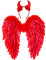 Winwild Engelsflügel mit Teufelshörner,Gefallener Engel und Teufel Flügel Kostüm für Damen und Mädchen Kinder für Halloween Karneval Cosplay Fasching Kostümparty Verkleidung(Rot,45 x 45 cm)