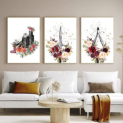NETIVA Nordic Wall Art Black Nail Tech Manicure Pedicure Canvas Painting Fashion Poster And Prints Wall Pictures For Beauty Salon Decor/No Frame