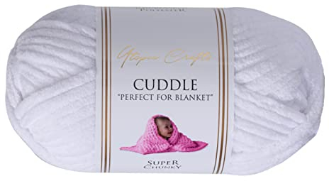 Utopia Crafts Cuddle Super Chunky Chenille-Garn, weich, zum Stricken und Häkeln, 100 g – 60 m (weiß)