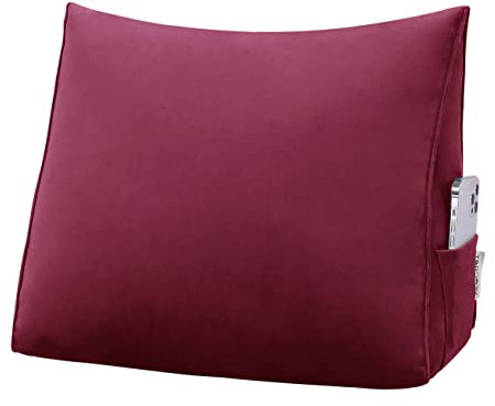 BNCKTRD Kopfende Großes Rückenkissen Bequemes Lesekissen und Rückenteil im Bett Rückenlehne Kopfkissen Langes XXL Kissen für Sofa, Couch, Wandkissen Polster Samt Dunkelrot 45cm