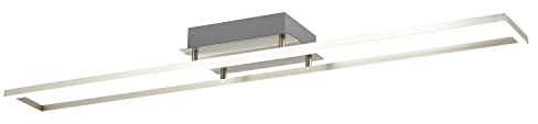 Happy Homewares Contemporary IP20 Energy Saving LED Rectangular Strip Ceiling Light Fitting in Satin Nickel Perfect for Kitchens | 38w = 125w | 3000k Warm White | 91cm Length