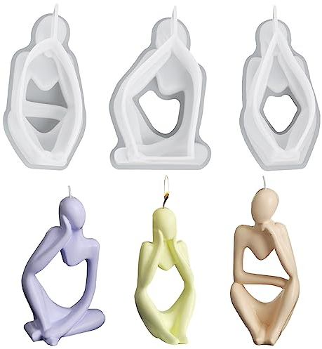 Yiyifor 3 Stück Kerzenform Silikon,3D Silikonform Kerzen,Kerzenformen Zum Gießen,Gießen 3D Kunst Menschlichen Körper Kerze Form für Handarbeit Ornamente Duftkerze Home Decor Duftkerzen Handarbeit