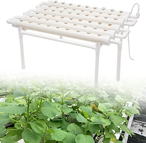 Hanmorfarbi - Coltivazione idroponica con 54 siti di impianto, 1 Strato, Coltivazione idroponico, Tubi Senza Terra con Giunto di Ispessimento, PVC-U, Bianco