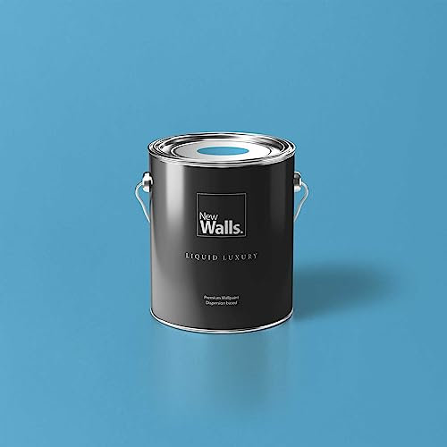 New Walls Premium Wandfarbe Blau, Eisblau Liquid Luxury Dispersionsfarbe für Innenräume – 2,5 L