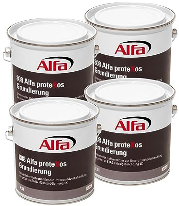 Alfa 4x ProteXos Grundierung 2,5 l – Primer für Flüssigabdichtungen (10 l) | Profi-Qualität – Schnelltrocknender Haftvermittler zur Untergrundvorbehandlung - gebrauchsfertig und leicht verarbeitbar