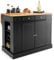 TANGZON Large Kitchen Island, Kitchen Sideboard with Extendable Rubber Wood Worktop, Drawers, Adjustable Shelves & Side Racks, Living Dining Room Cabinet Cupboard (Black Body)