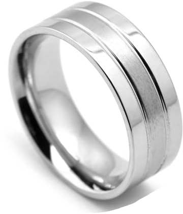 Bishilin Ring Herren Damen Edelstahl, Freundschaftsringe 8MM Bret Matt Bandring Ring Größe 60 (19.1), Partnerringe Paar Ringe Personalisiert Silber