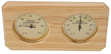 Sauna Thermo Hygrometer, 2 in 1 Wooden Hygrometer Thermometer Sauna Thermometer High Temperature Range of 0-120 ℃ for Sauna Rooms