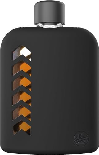 Le'raze Large Glass Flask Set for Men & Women - Drinking Hip Bottle with Cork Silicone Seals Whiskey, Liquor, Alcohol Includes Metal Plastic Lids, Funnel, Protective Sleeve 240ml., gl913