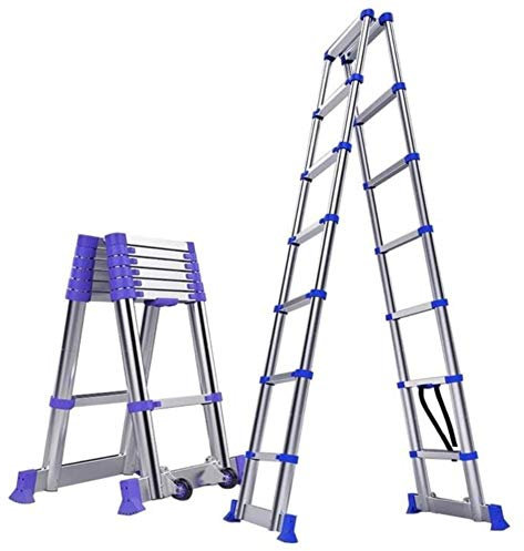 Ladders,Collapsible A-Framecopiladder w/Wide Top Platform & Wheels,Household Daily & Atticextension Ladders (12.6Ft+12.6Ft)