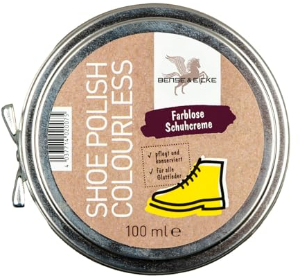 Bense & Eicke Shoe Polish colourless - farblose Schuhcreme für Glattleder, pflegt, nährt und frischt den Glanz auf, macht Leder weich und geschmeidig, schützt Schuhe vor Nässe und Feuchtigkeit - 100ml