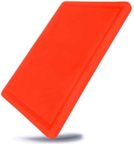 Gastronette Schneidbrett mit Saftrinne Schneidebrett Hackbrett Küchenbrett extra dick rutschhemmende Füße Küchen Steak Brett Saftrille Tranchierbrett HACCP Konform rot 50x30x2 cm Kunststoff BPA free