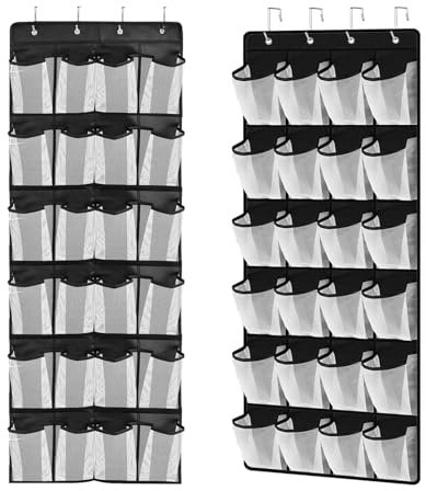 DingGreat Zapatero colgante, 48 bolsillos, almacenamiento colgante para dormitorio, sala de estar, baño, organizador sobre la puerta para zapatos, organizador montado en la pared (2 unidades)