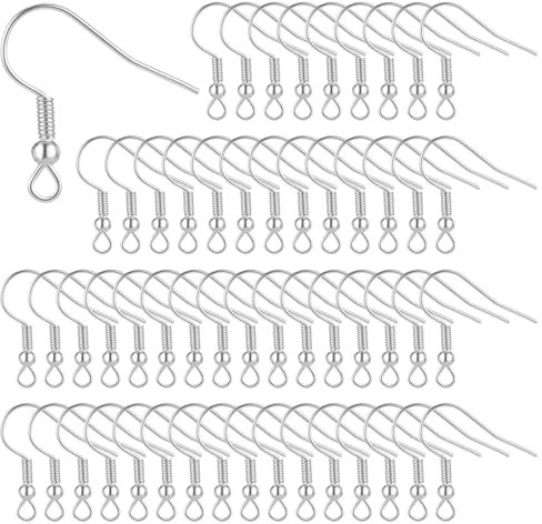 salbsever 400 Stück Edelstahl Ohrringhaken Ohrhänger Ohrhaken Französische Ohrringhaken Ohrring Verschlüssen und Biegeringen zur Herstellung für DIY Ohrring Machen