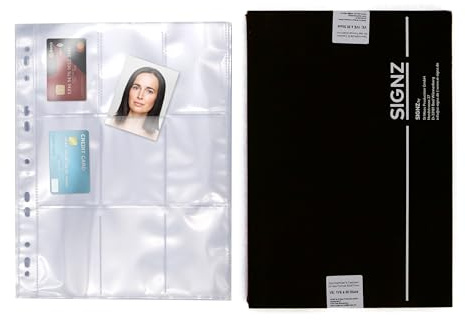 SIGNZ Sammelhülle DIN A4 | 9-teilig (9 Taschen a 67x92mm), 30 Stück, extra starke 110 my, glasklar, CO2-neutral hergestellt, made in Germany