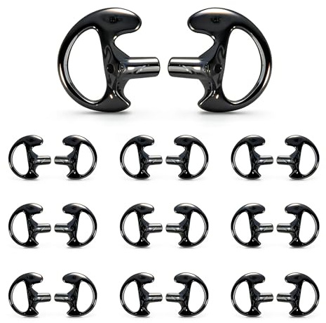 HYS Earmold Replacement Soft Silicone Radio Earpiece Earbud | 10 Pairs, Large, Black, Compatible with Two Way Radio Coil Tube Audio Kits