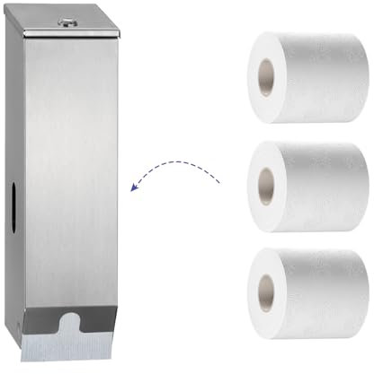 Stardrix Triple Roll Commercial Toilet Paper Dispenser, 3 Roll Heavy Duty Stainless Steel Industrial Tissue Holder Wall Mount with Key Lock, Satin Finish