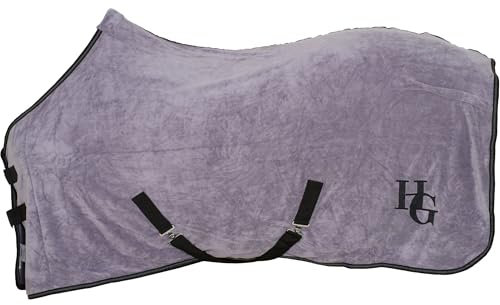 Horse Guard - Abschwitzdecke Leland Micro Dry – Pferdedecke mit abnehmbaren Kreuzgurten & Schweifriemen – weiche & atmungsaktive Pferde-Outdoordecke – Pferde Zubehör in Grau – Größe 145cm