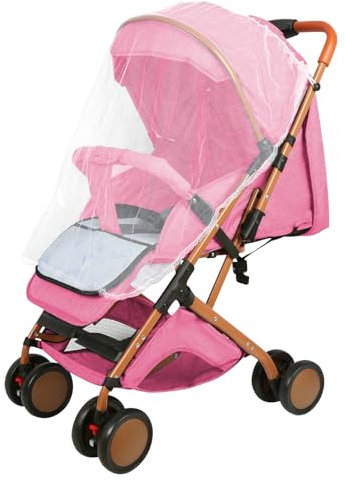 Poussette 3 en 1, Poussette Canne, Trio, Poussette Bebe, Landau Bébé, Accessoires, Adaptateurs Universels, Grandes Roues, 25kg, panier spacieux-B-rose