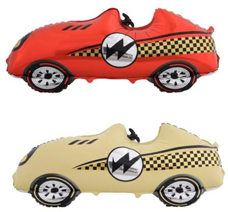 Race Car Balloons Racing Car Foil Balloon Birthday Party Decorations Race Car Theme Party Kids Boy Racing Party Decorations Supplies 2PCS (Red and Yellow)