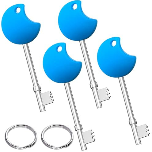 4Pcs NKS Radar Keys for Disabled Toilets Door UK, Blue Plastic Head Steel Disabled Toilet Key to Easy Turn Opens Over 10,000 Disabled Toilets