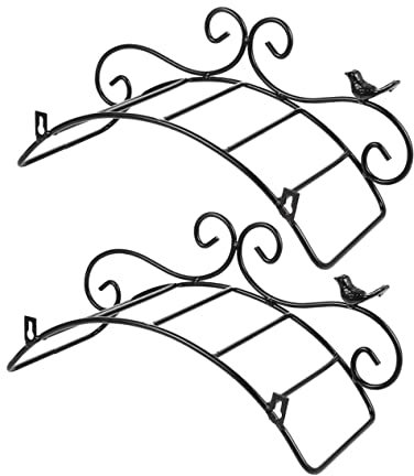 YARNOW 2st Schlauch Schmiedeeisenrahmen Tropfschlauch Wand Automatisch Schwer Schlauchhalter Für Den Außenbereich Wasserpfeifenhalter Für Den Garten Schlauchwagen Zaundekoration Tür Black