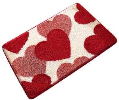 DimyFew Herzförmige Badematte Zum Valentinstag, 80 cm X 50 cm, Teppich für Küche Und Badezimmer, Herz