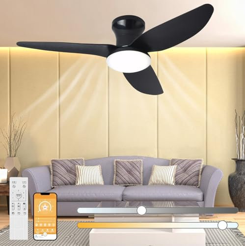 ANKBOY Deckenventilator mit Beleuchtung und Fernbedienung, APP-Kontrolle Leise 30W LED Ventilator Deckenlampe, Dimmbare 3 Farbtemperatur Deckenleuchte, 6 Geschwindigkeiten Timer Deckenlampe 100CM