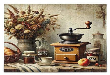 Vintage Coffee Tan Adult Wooden Jigsaw Puzzles Fun Puzzles for Adults 1000 Pieces Unique Jigsaw Puzzles Family Puzzle