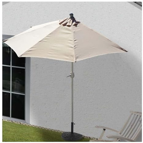 Miecoae Sonnenschirm Halbrund 2,7m Abdeckung Balkon Terrasse Halbschirm Terrassenschirm Balkonschirm Halbrundschirm(White)