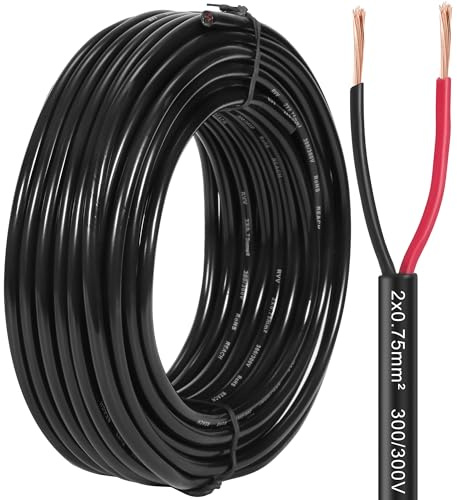 SPARKMOTO 2 Adriges Fahrzeugleitung Rund Kabel 10M 2X 0,75mm², 12V 24V 2 Adriges Anhängerkabel LED Anhängerbeleuchtung Rücklichter Verkabelung Kable Für Anhänger KFZ LKW RV