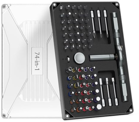 ORIA 74 in 1 Magnetic Ratchet Screwdriver Set, Professional Repair Tool Kit with 1/4 & 4mm Precision & Long Bits for Electronics, Phone, Laptop, Game Console, Home Appliance Maintenance