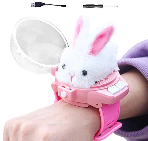 Remote Control Car Watch Toy - Mini Electric Toy, 2.4 GHz Vehicle, Plush Bunny Design, Handheld Racing Model With Detachable Body | Handhelds Racings Cars For Indoor Outdoor Play, USB Rechargeable,