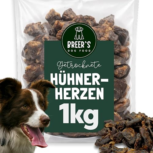 Hühnerherzen 1kg getrocknet für Hunde – natürlicher Hundesnack, Kausnack, Kauartikel, Leckerli und Belohnung aus 100% Huhn Herz