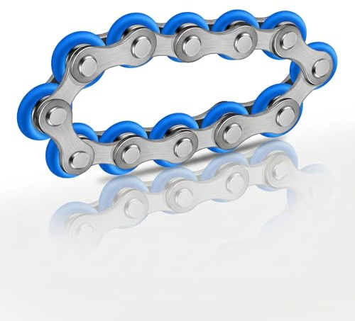 Leise Metall Fahrradkette Fidget Sensorisches Spielzeug gegen Stress und Angst Adhs Meditatives Büro Spielzeug für Erwachsene EDC Gadget(Blue1)