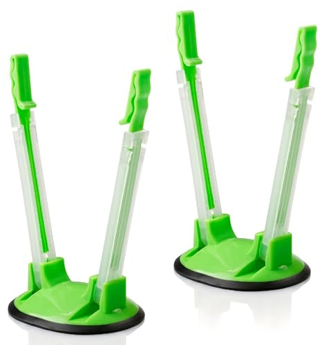 Adjustable Bag Holder Stands,Baggy Racks,2 Pcs Food Storage Bag Clips | Plastic Reusable,Hands-Free Filling For Kitchen,Freezer,Sandwich and Meal Prep Bags,Waste-Bags,Easy To Use and Store,Green