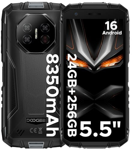 Luzglo Fire 3 Ultra Rugged Smartphone, 8350mAh Android 16, 24GB+256GB, Unisoc T7200 Octa Core, 5.5 IPS HD+ Display, 16MP+20MP, Octa Core, Widevine L1/Fingerprint ID/Face Unlock/NFC- Grigio