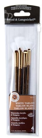 Royal and Langnickel Fan Taklon Variety Brush Set - White (Pack of 4)