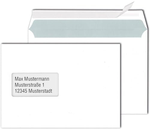 MAILmedia 248140 Briefumschläge C5, haftklebend, mit Fenster, weiß