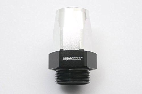 Autobahn88 Raccordo terminale tubo flessibile in alluminio anodizzato per radiatore olio con attacco AN M22x1,5 - dritto, AN10 (argento/nero)