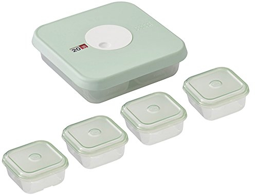 Joseph Joseph Dial Baby Stage 2 Datable Baby Food Container Set, Blue, 5-Piece