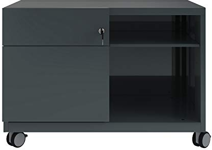 Bisley Flügeltürenschrank Office - 2 Fachböden, 2 OH, 1 Materialfach - Aktenschrank Büroschrank Materialschrank Stahlbüroschrank Stahlschrank