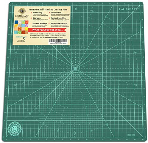 Calibre Art Self Healing Rotating Cutting Mat, Perfect for Quilting & Art Projects, 18x18 (17 Grid)