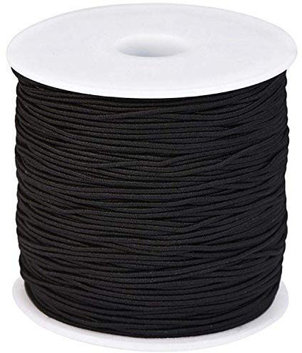 Weddecor 500m x 1mm Black Cord Trim Elastic, Smooth Finish Sewing Thread for Knitting, Arts & Craft Accessories, Jewelry Making, Clothing, Safety Mask Making