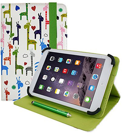 Emartbuy Universal 10-11.5 Inch Multi Coloured Giraffes Multi Angle Folio Wallet Case Cover With Card Slots and Stylus Pen Compatible With Selected Devices Listed Below